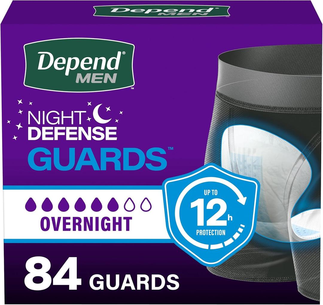 Depend Guards Incontinence Pads for Men, Overnight Absorbency, 84 Count, One Size