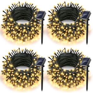 Joomer Solar Christmas Lights Outdoor, 4 Pack Total 156FT 400LED 8 Lighting Modes Solar String Lights Waterproof Fairy Tree Lights for Garden Yard Patio Christmas Decoration (Warm White)