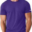 Zengjo Athletic Shirts For Men Short Sleeve Quick Dry Moisture Wicking Tee | Stretch Jersey, Tagless Neck, 4-Needle Flatlock Seams, Workout Sessions, Gym Training, Running, Outdoor Exercise (Purple, M)