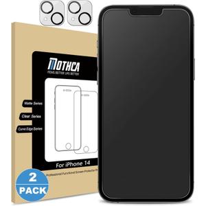 Mothca 2 Pack Matte Glass Screen Protector for iPhone 16 Pro [6.3 inch] + 2 Pack Camera Lens Protector, Anti-Glare & Anti-Fingerprint (Not Privacy Film) Tempered Glass, Bubble Free, Smooth as Silk