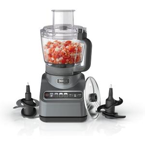 Ninja Food Processor, Professional Plus, 1000 Peak Watts, 4 Functions for Chopping, Slicing, Purees & Dough with 9-Cup Processor Bowl, 3 Blades, Food Chute & Pusher, Silver, BN601