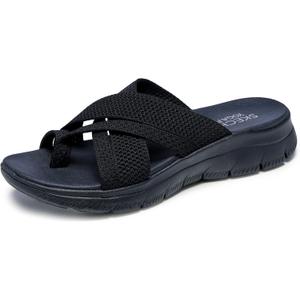 Skechers Women's Summits-Fantasy Walk Sport Sandal (6.5, Black/Black)