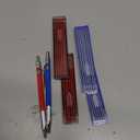2 Pcs Welders Pencil with 48 PCS Round Refills Mechanical Pencils Metal Welding Marker for Tube Pipe Fitter Welder Steel Construction Woodworking (Red, Silver)