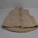 Womens Corduroy Puffer Vest Stand Collar Zip Snap Button Sleeveless Warm Waistcoat Padded Gilet (X-Large, Apricot)