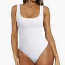 REORIA Bodysuit for Women Scoop Neck Sleeveless Tank Top Bodysuits 2025 Sexy Thong Bodysuit Basic Leotards for Women M