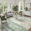 DCX Abstract Area Rug 5x7, Washable Sage Green Modern Rug for Living Room, Kid & Pet Friendly with Rubber Back Non Slip, Soft Low Pile Carpet, Stain Resistant Rug for Bedroom, Office, Dining Room