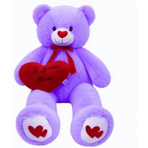 51.2 Inch Giant Teddy Bear with Soft Heart Pillow, Plush Stuffed Animal, Valentine's Day Gift (Purple, 51.2 Inch)