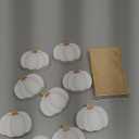 Tradder 18 Pcs Thanksgiving Place Card Holders with Gold Foil Pumpkin Card Harvest Mini Pumpkin Name Photo Picture Stand Holder for Thanksgiving Decorations Wedding(White)