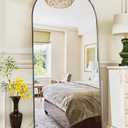 Antok 58" x19” Arched Full Length Floor Mirror, Black Aluminum Frame, Free Standing/Wall Mount/Leaning for Bedroom, Living Room, Dressing Room
