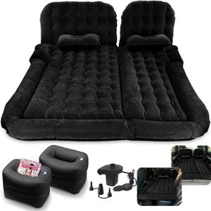 3 in 1 SUV Air Mattress | Car Mattress with Electric Air Pump-2 Support Fillers & 2 Pillows Fits SUV| MPV |Minivan for Road Trip Camping Black