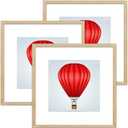 DABLUE 20x20 Frame 3 Pack Square 20 by 20 Picture Frames Display Pictures 16x16 with Mat or 20x20 Without Mat, Oak Wood Beige Photo Frames for Wall