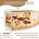 Prolee Hamster Cage Chew Proof Wood, Hamsters Enclosure Openable Top with Curved Design,Waterproof Small Animals Cage with Acrylic Sheets for Gerbils,Hamster Habitat(32 Inches)