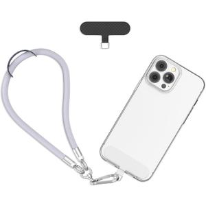 2 x Phone Wrist Strap - Universal Multi-functional Polyester Woven Wristband For Mobile Phones, with Two Tether Tabs and One Leather Buckles (Light grey)