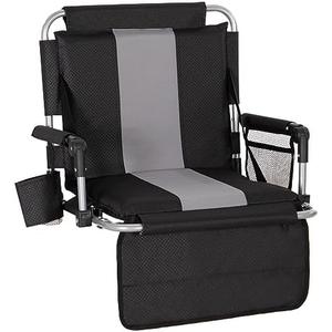 LET'S CAMP Folding Stadium Seat Bleacher Chair with Cup Holder, Mesh Bag and Hide Hooks, Portable Stadium Chair with Back and Cushion LET'S CAMP Folding Stadium Seat Bleacher Chair with Cup Holder, Mesh Bag and Hide Hooks, Portable Stadium Chair with Back and Cushion