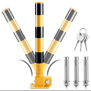 SUNKONG Spring Folding Parking Post, Parking Barrier Parking Lock Heavy Metal Parking Obstacle Pile with Warning Stripes, Parking Piles,Driveway Parking Interceptor Bollard SUNKONG Spring Folding Parking Post, Parking Barrier Parking Lock Heavy Metal Parking Obstacle Pile with Warning Stripes, Parking Piles,Driveway Parking Interceptor Bollard