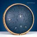 HOPWELL Steel Tongue Drum - 15 Note 12 Inch Tongue Drums - Percussion Instruments - Hand Pan Drum with Music Book, Drum Mallets and Carry Bag, D Major, Navy Blue