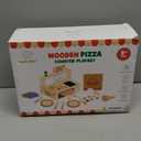 Wooden Pizza Toy - 48 PCS Montessori Pretend Play Food for Ages 3+, Educational Learning Toy Wooden Playset with Bake Oven, Christmas Birthday Gift for 3 4 5 6 Year Old