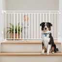 Betertek Baby Gate for Doorways&Top/Bottom of Stairs-No Bottom Bar&Extra Wide Walk Thru Door, 31-54" W Chew&Impact Resistant Metal Heavy Duty Dog Gate, Hardware Mount Safety Indoor Pet Gate for Stair