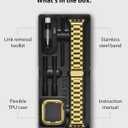 Fullmosa Metal Band Compatible with Apple Watch Bands 45mm 44mm 42mm, iWatch Band with Case for Apple Watch Series 9 8 7 6 5 4 3 2 1 SE3/2/1, Golden