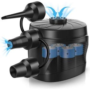 Electric Air Pump for Mattress, Battery Powered Portable Airbed Camping inflatables Paddling Pool Beach Toys, Inflate Deflate air Pumps with 3 Nozzles Quick-Fill Pump/Blow up
