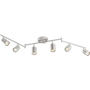 VONLUCE 6 Light Track Light Fixture, LED Track Lighting Kit with Rotatable Track Heads, 3-Color GU10 Bulbs Included, Modern Ceiling Spotlight for Kitchen Office Closet Studio Bedroom, Nickel