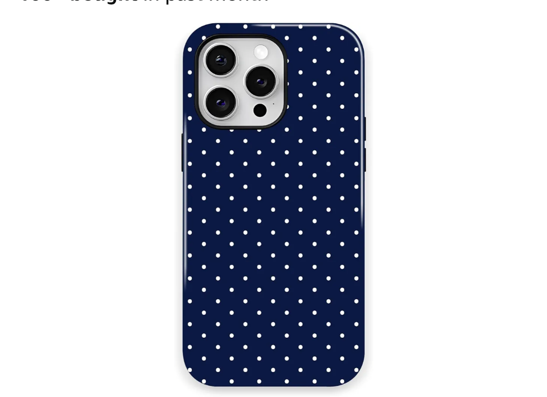 Trendy Cute Hybrid 2 Layer Navy Blue Polka Dot Phone Case for iPhone 13,Navy