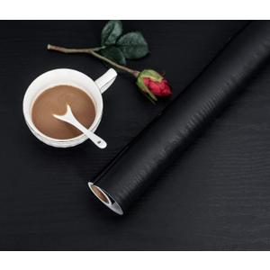 Abyssaly Black Wood Wallpaper 15.7 Inch X 118 Inch Peel and Stick Paper for Countertops, Authentic Wood Look, Durable, Thickening Home Office Decoration