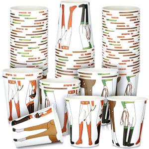 Willinglong 50 Pcs Derby Paper Cups Bulk 9 oz Disposable Horse Racing Jockey and Legs Stadium Drinking Cups for Derby Birthday Party Supplies Decoration to Lover of Horse Racing