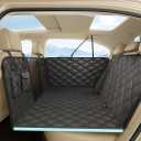 Dog Car Seat Cover, Universal Fit, Waterproof, Breathable, Machine Washable, Pet Hammock with Storage Pocket, Black (Black, StandardHard Extender)