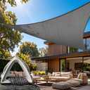 Amgo Heavy Duty 30' x 30' x 30' Grey Sun Shade Triangle Pro Ring Shade Sail, 260 GSM Commercial Grade UPF50 Sunshade, Reinforced Corners & Edges