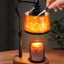 3-in-1 Candle Warmer Lamp with Timer Dimmable, Himalayan Salt Lamp & Passive Diffuser, Gifts for Women, House Warming Gifts New Home Decor, Wax Melt Warmer for Jar Candles (2 Bulbs) (Black Metal)