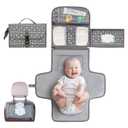 Kopi Baby Portable Diaper Changing Pad - Baby Diaper Changer Travel Bag with Wipes Pocket, Smart Design Portable Changing Mat, Infant Travel Station Kit, Gift for Newborn Girl & Boy - Premium (Gray Arrows)