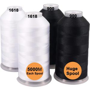 New brothreads - 40 Options- Various Assorted Color Packs of Polyester Embroidery Machine Thread Huge Spool 5000M for All Embroidery Machines -2Black+2White (2xWHITE+2xBLACK)