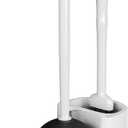 Sellemer 2 in 1 Toilet Brush and Plunger Set, Curved Design Head for Deep Clean, Heavy Duty Toilet Bowl Brush and Plunger Combo with Holder for Bathroom,White, 1 Pack