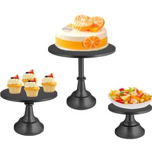 3 Set Black Cake StandDisplay Plate Dessert Cupcake Pastry Candy for PartyElegant Round Cylinder Columns tables for Weddings Cake StandsBirthday Party