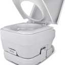 YITAHOME Portable Toilet 2.6 Gallon Camping RV Potty, Double Water Outlet, Press Flush Pump, for Travel, Boating, Hiking, Trips,Gray