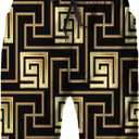 Mens Swim Trunks with Mesh Lining,Quick Dry Swimsuit Board Shorts Beach Pants Swimwear Bathing Suits (Large, Black and Golden Tiles Gold)