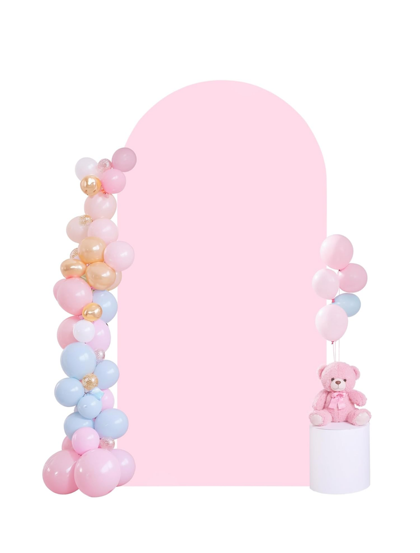 7.2FT Baby Pink Arch Cover,Spandex Fitted Wedding Arch Stand Covers Round Top Chiara Backdrop Cover for Birthday Party Ceremony Banquet Decoration