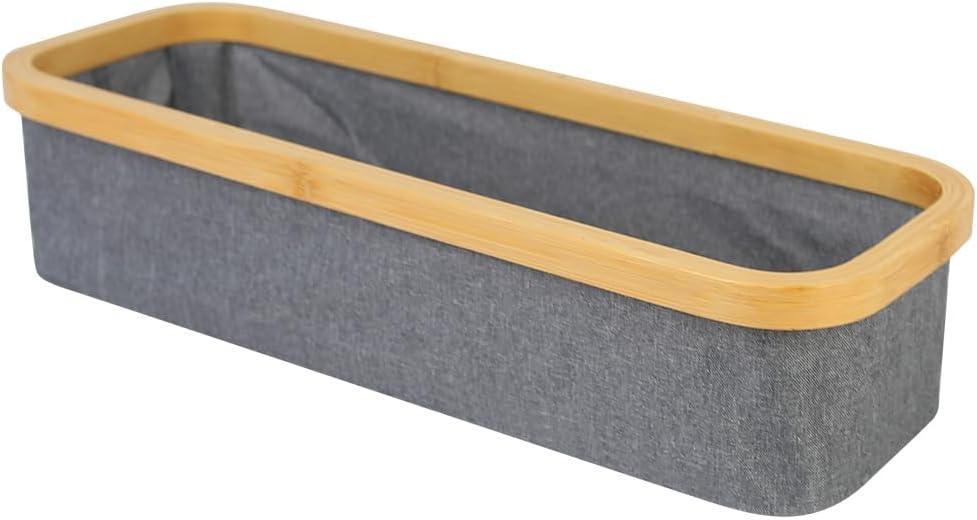 lilaBelle]Multi-Functional Bathroom Storage Basket - Bamboo Design, Waterproof & Foldable, Perfect for Toilet Paper & Personal Items (Gray)