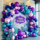 Purple and Blue Balloons Teal Pink Balloon Garland Arch Kit for Mermaid Stitches Under The Sea Encanto Villain Ocean Luau Birthday Baby Shower Party Decorations