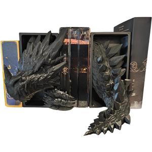 Dragons Awakening Book End  Fantasy Book Nook Insert for Dragon Readers  Unique Home Decor for Bookshelves & Libraries (Black - Head and Tail)