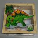 Wooden Piggy Bank for Kids Boys Girls, DIY Name Coin Bank Unicorn Dinosaur Money Bank with Letter Stickers (Green Orange)