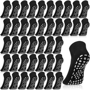Haysandy 40 Pairs Non Slip Yoga Socks for Women Bulk Pilates with Grips Anti Skid Athletic Grippy Slipper Socks(Black)