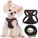Puppytie No Pull XXS Puppy Harness with Multifunction Dog Leash,Soft Adjustable No Choke Escape Proof Pet Harness Vest,Black,XXS (XXS(2.2-6lb)