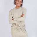 Real Essentials 2 Pack: Women's Soft Long Sleeve Sleep Set - Comfortable Lounge Pull Over Hoodie and Henley Jogger (1X)