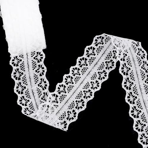 Hiswan White Lace Ribbon for Crafts, Vintage Cute Fabric Lace Trim for Sewing, Gift Wrapping, Wedding Bridal Decoration, Floral Bouquet,Christmas (10 Yards, Style 3)