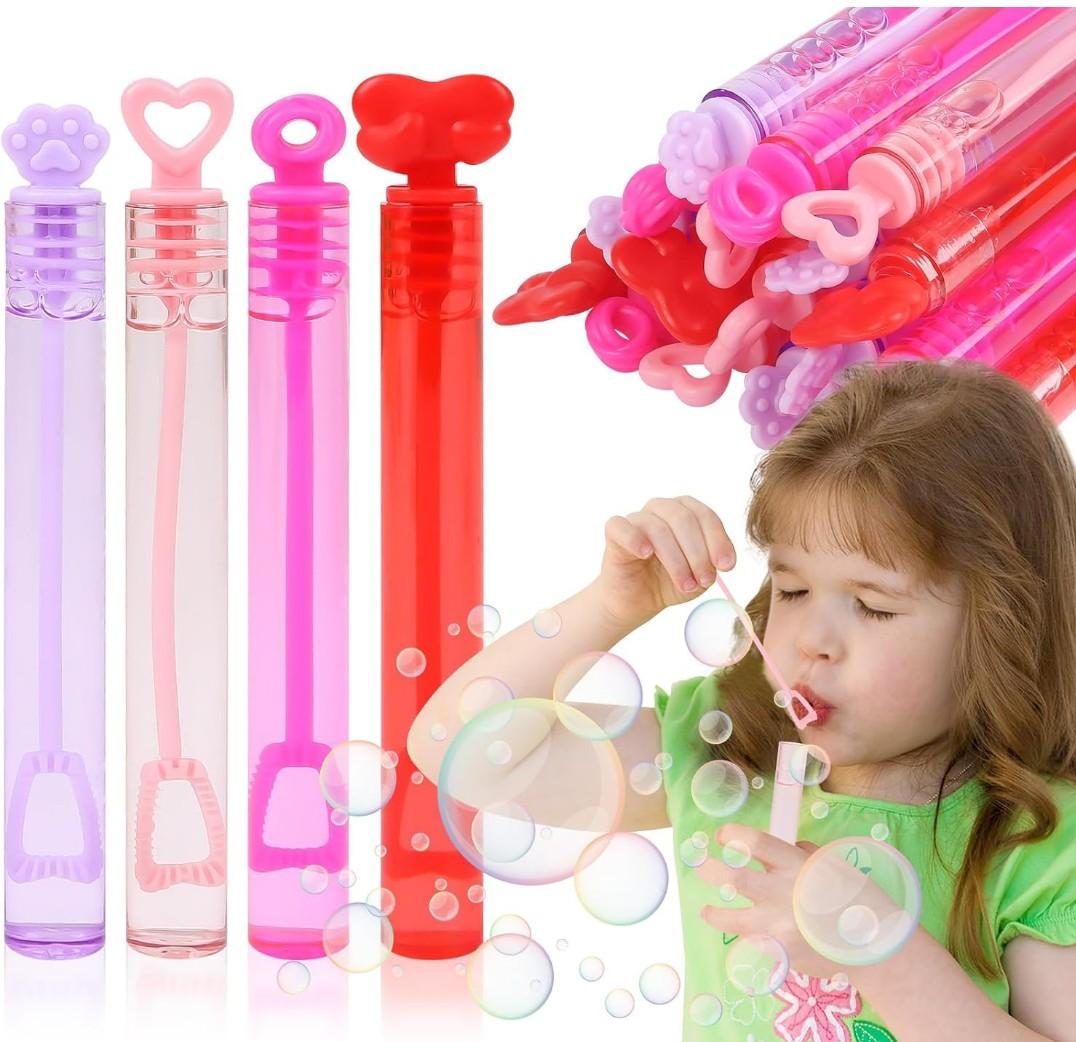 2 Pack Mini Bubble Wands with Heart-Shaped Lids 24 pcs