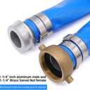 1-1/4" x 50 PVC Lay Flat Water Pump Discharge Hose With Aluminum Pin Lug Fittings, Heavy Duty Reinforced Pool Backwash Hose Assembly