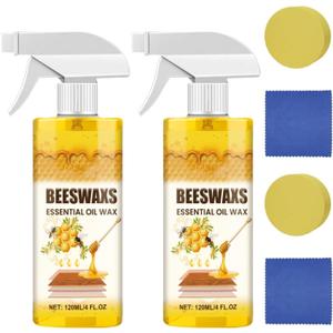 2 x Beeswax Spray for Wood, Natural Micro-Molecularized Beeswaxs Essential Oil Wax, Multi-Purpose Furniture Beeswax Wood Polish, Wood Cleaner Repairing and Care Spray 2 Pcs