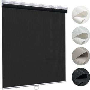 UrMoon Roller Shades Blinds for Windows Cordless Light Filtering Spring Roller Blinds and Shades (Light Filtering - Black, 27 3/4" W x 64" H) (27 3/4"W x 64"H, Light Filtering - Black)